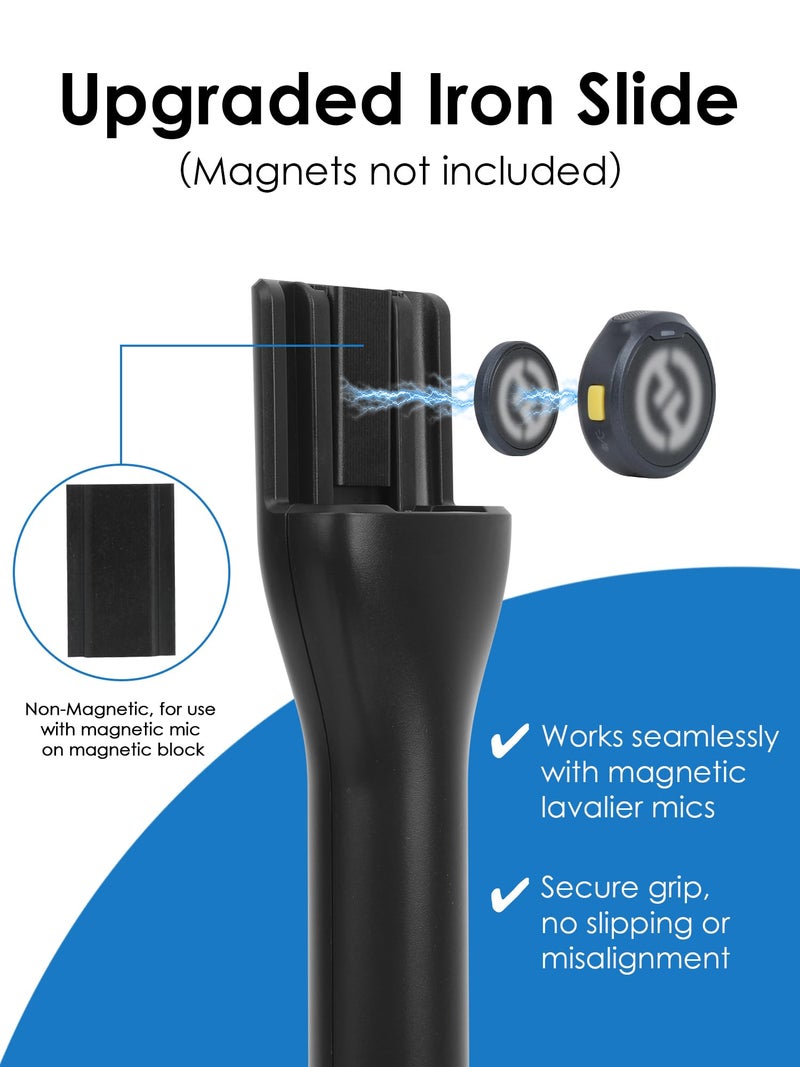 YOUSHARES Handheld Interview Microphone Holder for Hollyland Lark M2 - Iron Magnetic Slide Rail fits Hollyland Lark A1/MAX/150 & Rode/DJI Magnetic Lavalier Wireless Mics - Image 2