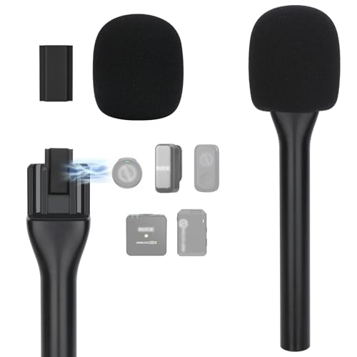 YOUSHARES Handheld Interview Microphone Holder for Hollyland Lark M2 - Iron Magnetic Slide Rail fits Hollyland Lark A1/MAX/150 & Rode/DJI Magnetic Lavalier Wireless Mics - Image 1