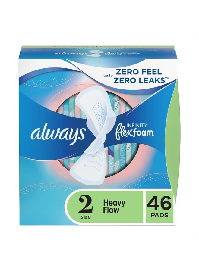 Always فوط إنفينيتي النسائية، مقاس 2 عادية، بأجنحة، بدون رائحة، 46 قطعة - Image 1