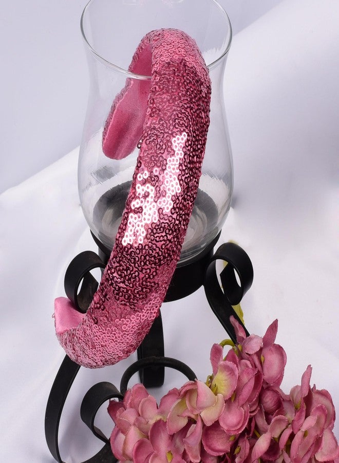 Matkooz Girls Sequin Hair Band Handmade Headband for Women Girls & Teens Fancy Hair Band (Pink) - Image 3