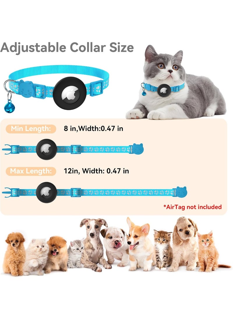 Meetion Airtag Cat Collar, Reflective Kitten Collar with Apple Air Tag Holder and Bell for Cats, 0.4 Inches in Width and Lightweight (Blue Footprints) - Image 5