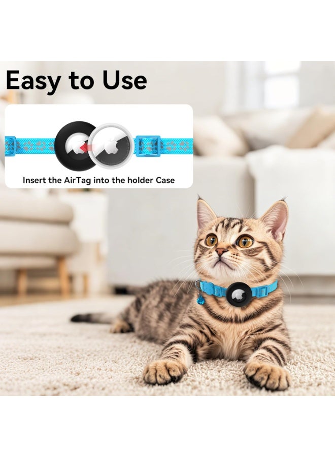 Meetion Airtag Cat Collar, Reflective Kitten Collar with Apple Air Tag Holder and Bell for Cats, 0.4 Inches in Width and Lightweight (Blue Footprints) - Image 3