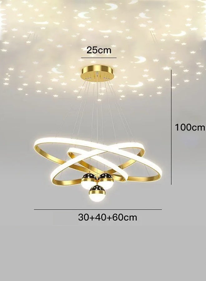Sumkyle Modern LED Chandelier, 3 Rings Chandelier for Living Room, 3-Ball Dimmable chandelier with Mappable Lighting, High Ceiling Hanging Restaurant LED Chandelier for Dining - Image 3