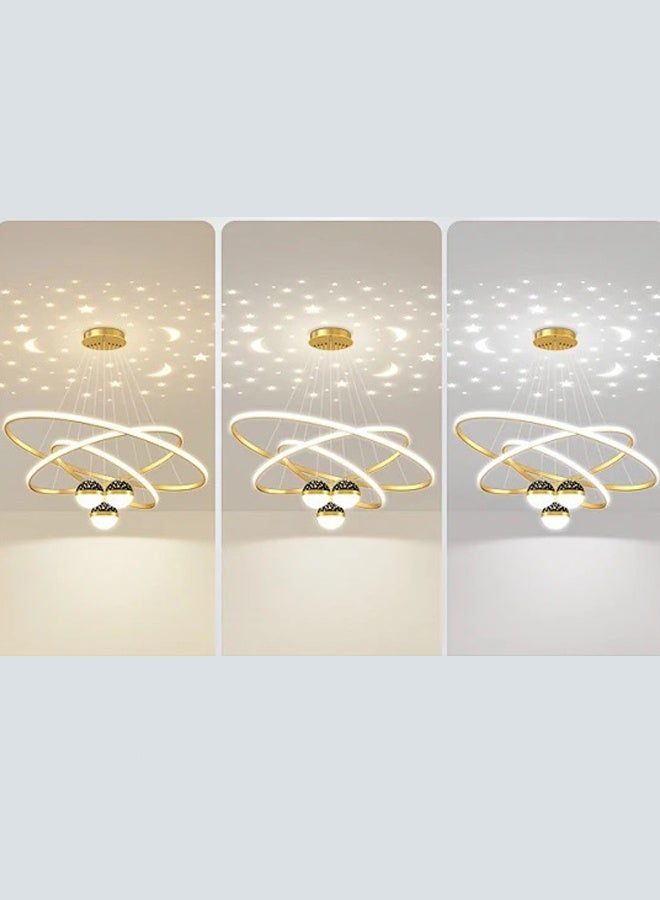 Sumkyle Modern LED Chandelier, 3 Rings Chandelier for Living Room, 3-Ball Dimmable chandelier with Mappable Lighting, High Ceiling Hanging Restaurant LED Chandelier for Dining - Image 4