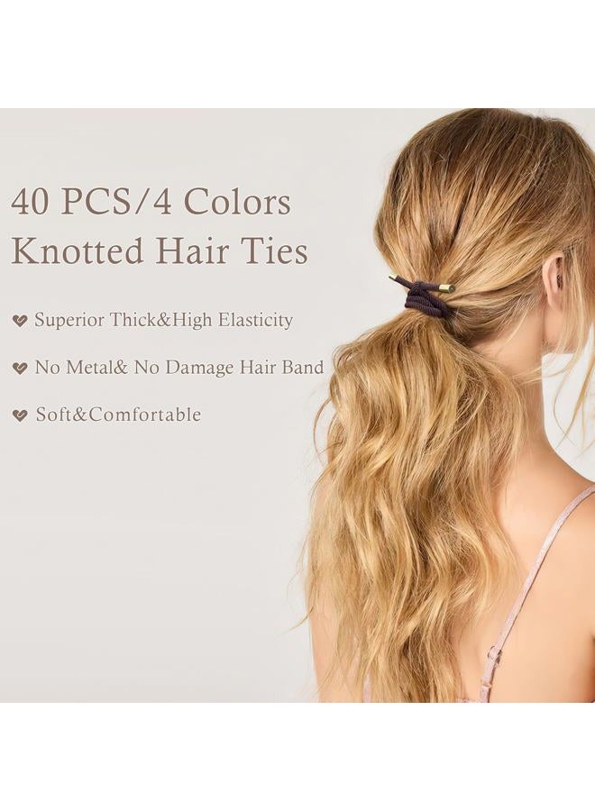 DealEachDay 40 PCS Elastics Knotted Hair Ties for Women, Adjustable No Damage Ponytail Holders for Women Girls, 5MM Rubber Bands for Hair, 4 Colors - Image 4
