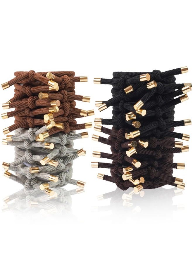 DealEachDay 40 PCS Elastics Knotted Hair Ties for Women, Adjustable No Damage Ponytail Holders for Women Girls, 5MM Rubber Bands for Hair, 4 Colors - Image 1