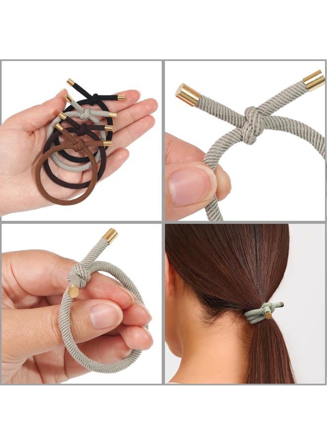 DealEachDay 40 PCS Elastics Knotted Hair Ties for Women, Adjustable No Damage Ponytail Holders for Women Girls, 5MM Rubber Bands for Hair, 4 Colors - Image 3