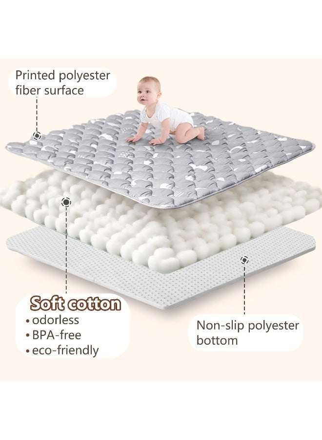 Beavtaens Baby Play Mat, 50x50 Playpen Mat with Super Soft Touch, Activity Mat with Upgraded Anti-Slip Bottom, Machine Washable Crawling Mat for Floor & Picnic (Boho Gray) - Image 3