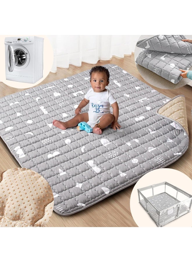 Beavtaens Baby Play Mat, 50x50 Playpen Mat with Super Soft Touch, Activity Mat with Upgraded Anti-Slip Bottom, Machine Washable Crawling Mat for Floor & Picnic (Boho Gray) - Image 1