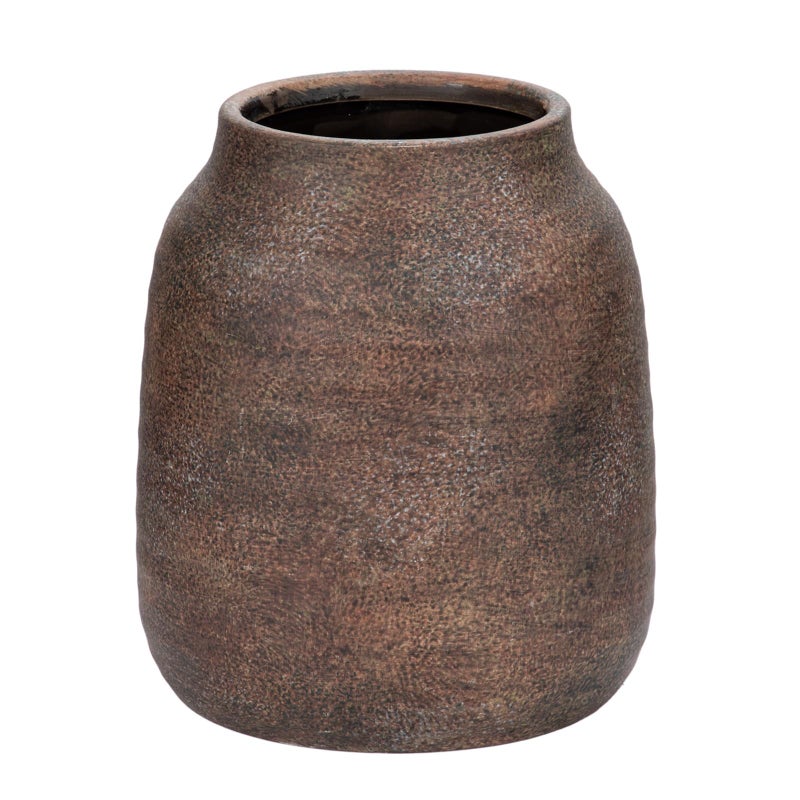 Briful Rustic Ceramic Vase 7â€ Tall â€“ Handcrafted Vintage Pottery Flower Vase with Distressed White-Wash Finish â€“ Farmhouse Decorative Accent for Table, Shelf, Mantel (Not Watertight), Brown - Image 1