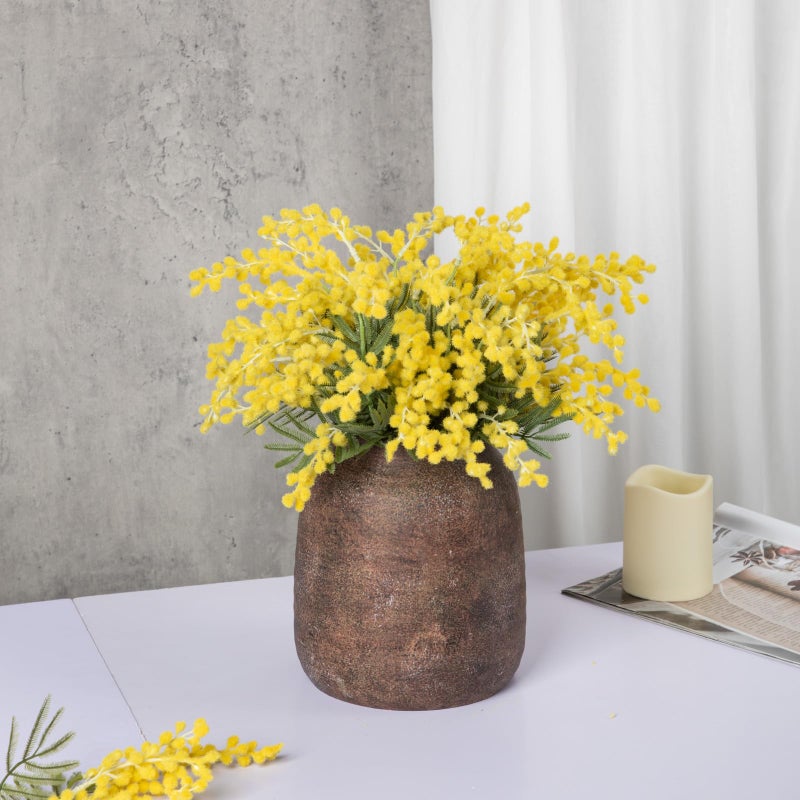 Briful Rustic Ceramic Vase 7â€ Tall â€“ Handcrafted Vintage Pottery Flower Vase with Distressed White-Wash Finish â€“ Farmhouse Decorative Accent for Table, Shelf, Mantel (Not Watertight), Brown - Image 4