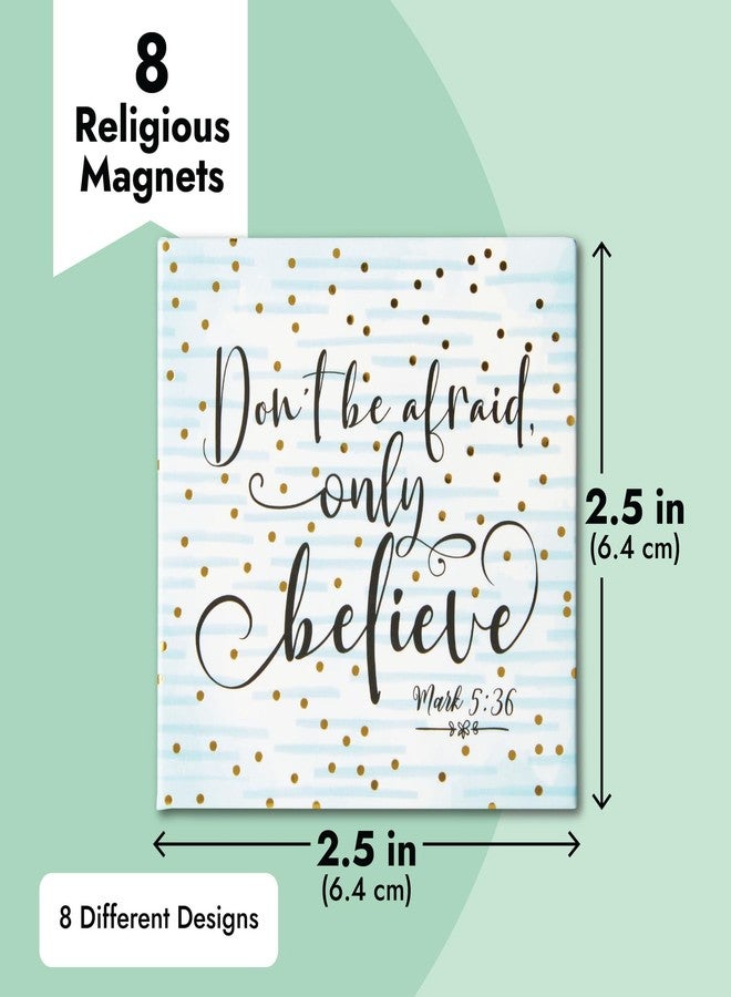 يوفال مجموعة مغناطيسات جوفال الملهمة من الكتاب المقدس لتزيين مطبخ الليمون - 8 قطع، مربعة الشكل 2.5 بوصة، معدنية، زرقاء وخضراء - مغناطيسات ثلاجة تحمل اقتباسات إيمانية - Image 4