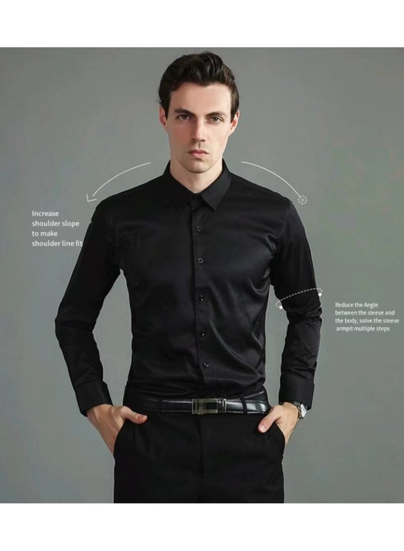 SHIRT Men's four sided elastic formal shirt, cotton button up shirt - Image 1