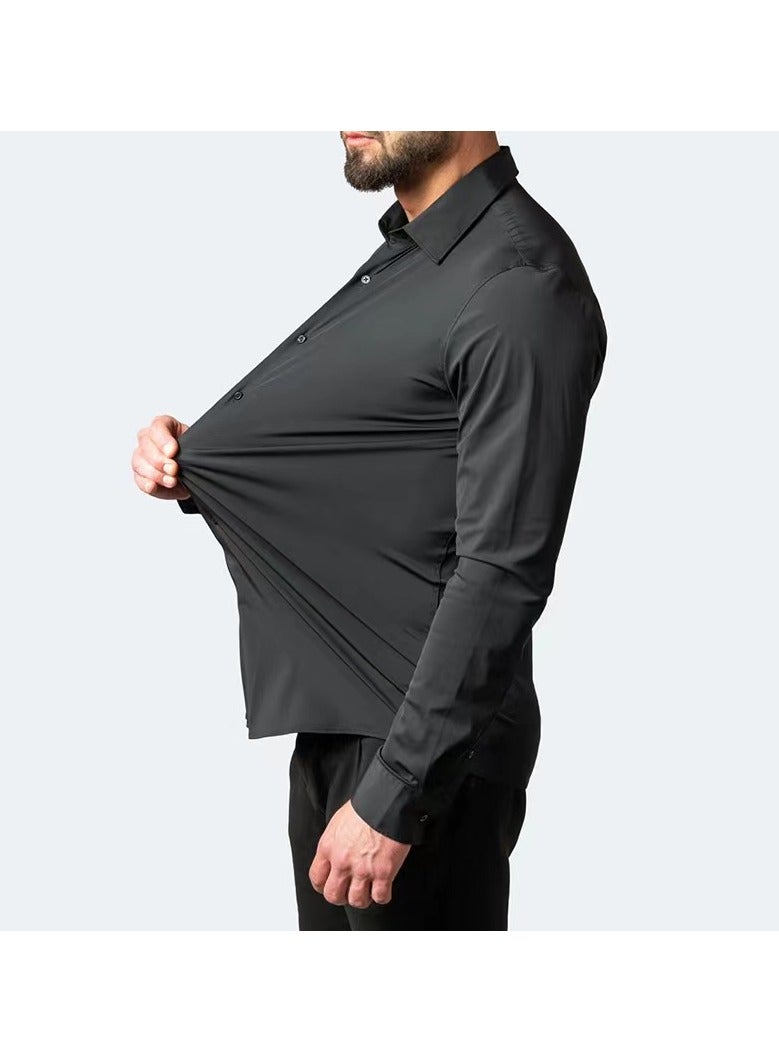 SHIRT Men's four sided elastic formal shirt, cotton button up shirt - Image 5