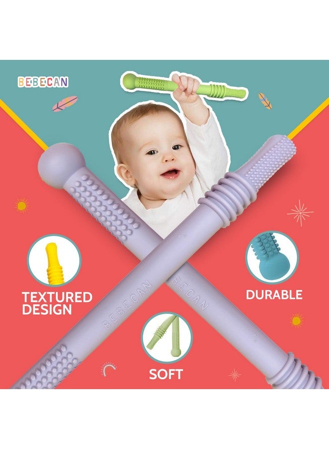 BEBECAN Teething Sticks for Babies 0-36 Months - Super Soft Silicone Teethers in 6 Vibrant Colors, Infant Teething Relief, Multicolored Teething Tubes Baby Gift Teethers - Image 3