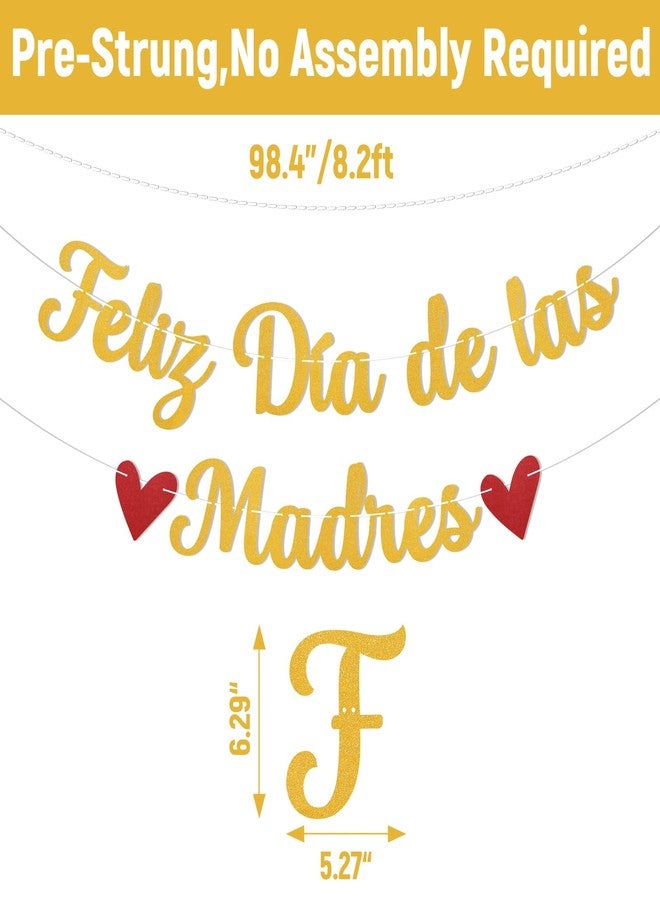 Ramciyo Feliz Día De Las Madres Banner - Mother's Day/Mom Birthday Party Decorations, Spanish Mother's Day Decorations Gold Glitter - Image 2
