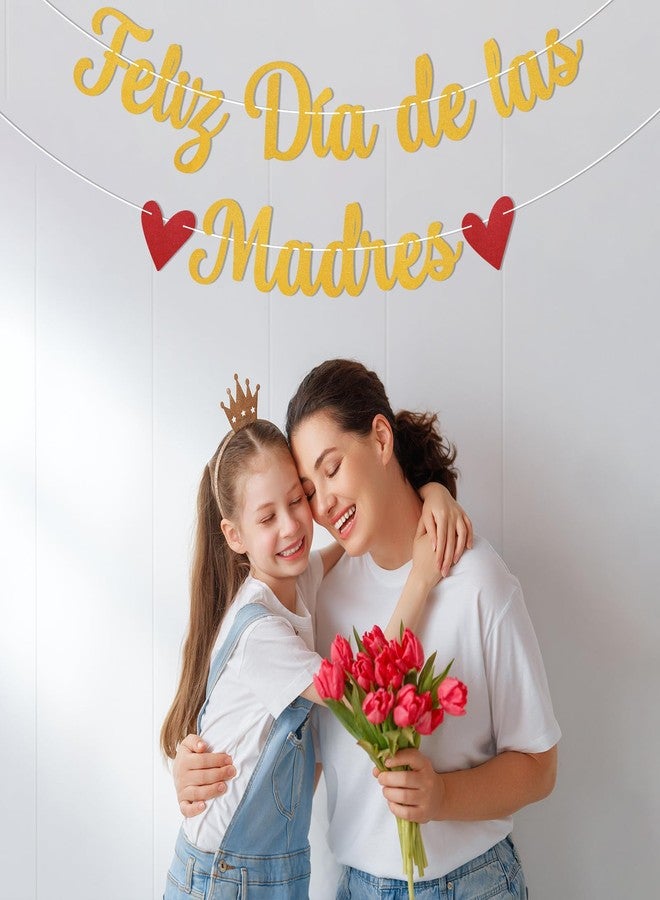 Ramciyo Feliz Día De Las Madres Banner - Mother's Day/Mom Birthday Party Decorations, Spanish Mother's Day Decorations Gold Glitter - Image 5