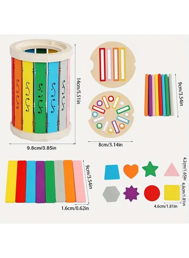 لعبة تعليمية خشبية لفرز الألوان بغطاءين وثلاث طرق لعب هدية  وعيد الشكر للأولاد والبنات - Image 1