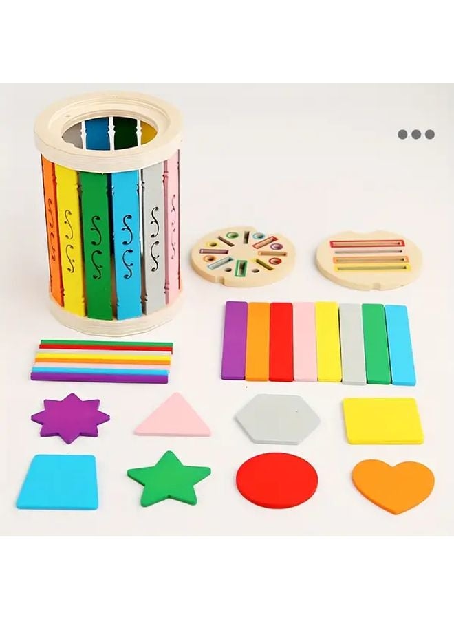 لعبة تعليمية خشبية لفرز الألوان بغطاءين وثلاث طرق لعب هدية  وعيد الشكر للأولاد والبنات - Image 2