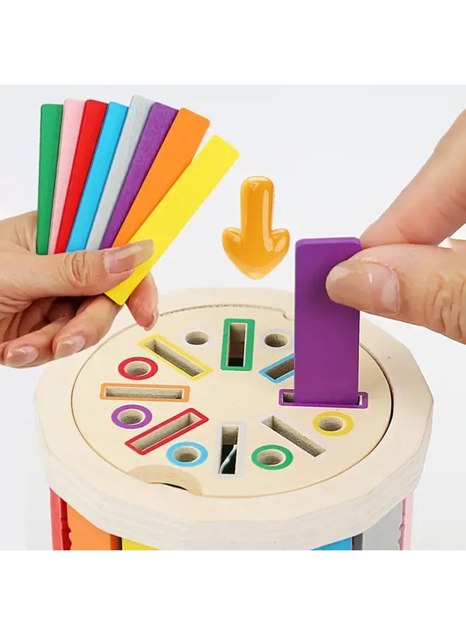 لعبة تعليمية خشبية لفرز الألوان بغطاءين وثلاث طرق لعب هدية  وعيد الشكر للأولاد والبنات - Image 4