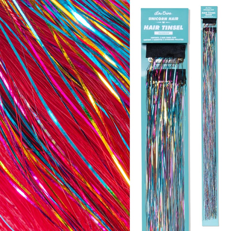 Lime Crime Unicorn Hair Tinsel Kit Rainbow  Tinsel Hair Extensions  Easy to Use Sparkly Shimmery  Iridescent Glitter Hair Extensions  Fairy Hair Tinsel Kit  Vegan Clip In Hair Tinsels