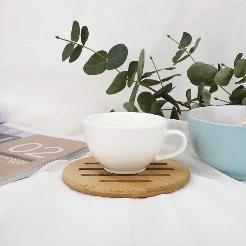 Glowick Anti Hot Pad Insulation Mat Bowl Mat Table Mat Placemat Round Bamboo Carved Pot Cooker Coaster for Home Kitchen Office or Tea Restaurant (1Pcs) - Image 4