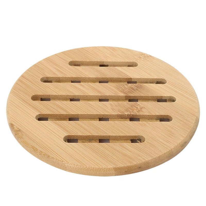 Glowick Anti Hot Pad Insulation Mat Bowl Mat Table Mat Placemat Round Bamboo Carved Pot Cooker Coaster for Home Kitchen Office or Tea Restaurant (1Pcs) - Image 1