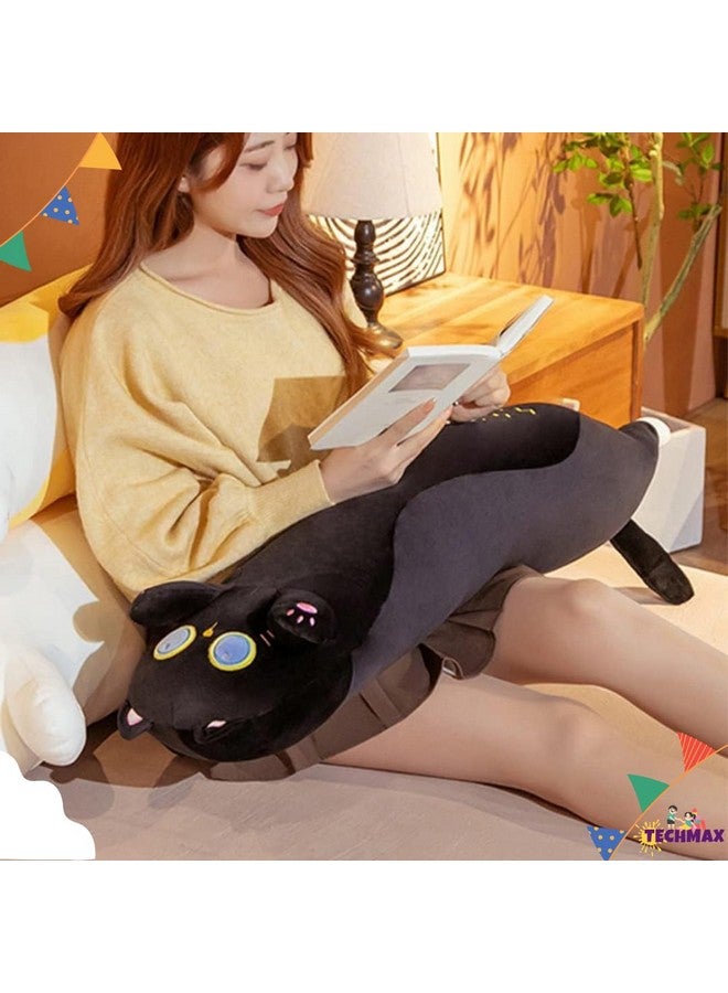 TechMax Solution Black Cat Plushies Stuffed Animals Pillows, Kawaii Long Cat Plush Body Pillow Toys Cute Cat Gifts for Cat Lovers Boys Girls - Image 4