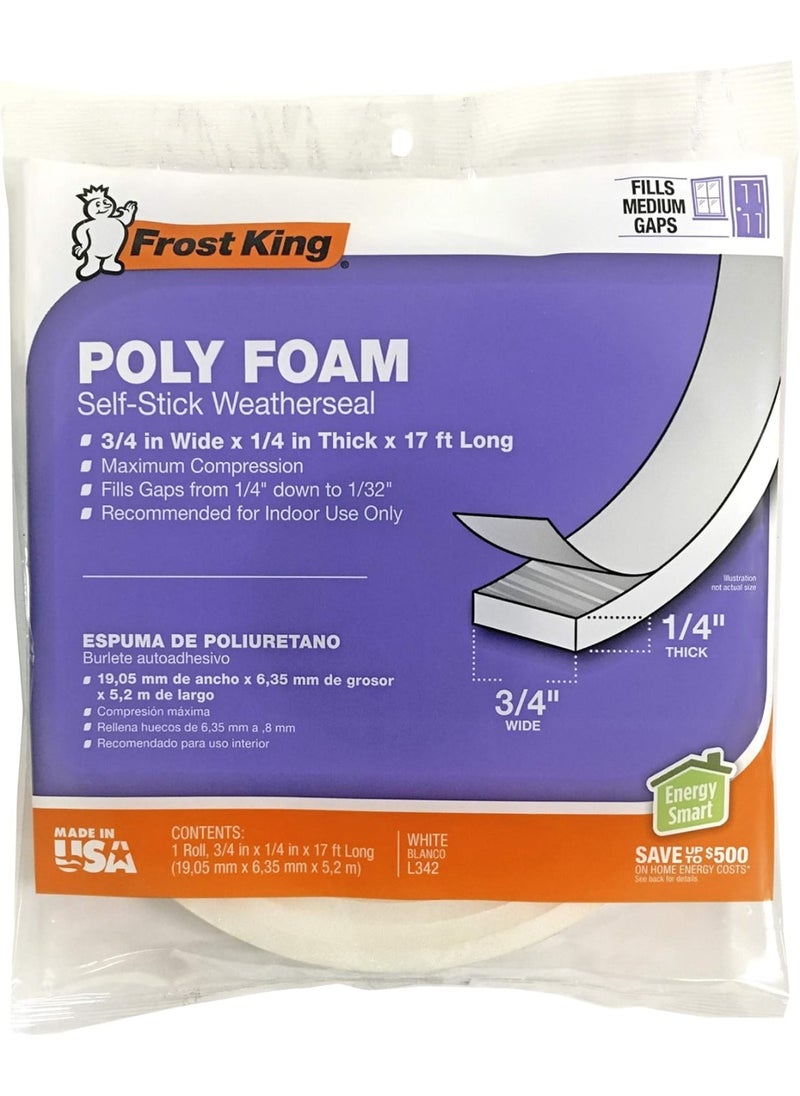 Frost King Frost King L342H Polyurethane Foam Tape 1/4-Inch, White  - Image 1
