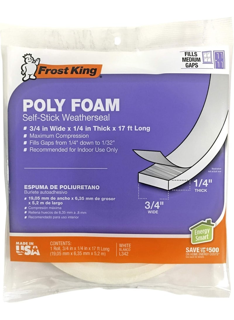 Frost King Frost King L342H Polyurethane Foam Tape 1/4-Inch, White - Image 1