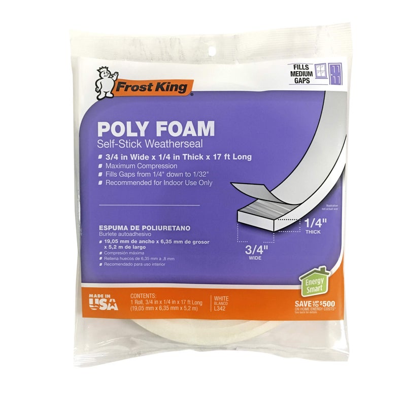 Frost King L342H Polyurethane Foam Tape 1/4-Inch, White - Image 1