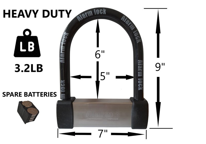 EnzZone Heavy Duty Anti Theft Alarm U Lock for E-Bikes, Scooters, Motorcycles - 16mm Stainless Steel, 3 Keys, Weatherproof - Image 4