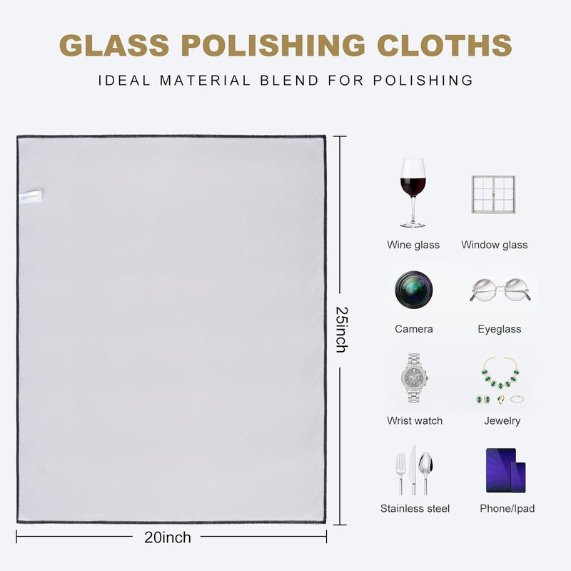 Sinland Microfiber Glass Polishing Cloths Large Size Thick Lintless Drying Towels for Wine Glasses Stemware Dishes Stainless Appliances 20 Inch X 25 Inch Pack of 4 Grey - Image 2