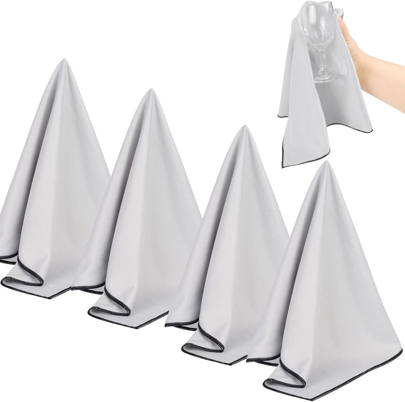 Sinland Microfiber Glass Polishing Cloths Large Size Thick Lintless Drying Towels for Wine Glasses Stemware Dishes Stainless Appliances 20 Inch X 25 Inch Pack of 4 Grey - Image 1