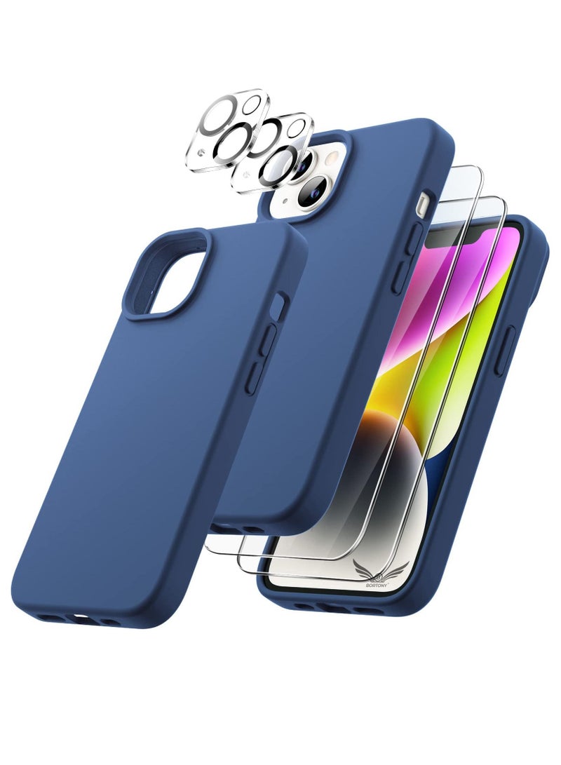 BORTONY iPhone 14 Plus Cover with 2-Pack Screen Protector and 2-Pack Camera Lens Protector Liquid Silicone Shockproof Drop Protection Case 6.7 inch - Image 1