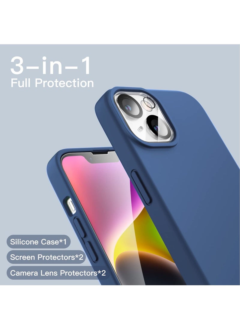 BORTONY iPhone 14 Plus Cover with 2-Pack Screen Protector and 2-Pack Camera Lens Protector Liquid Silicone Shockproof Drop Protection Case 6.7 inch - Image 3