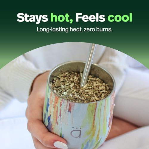 Kalmateh Yerba Mate Gourd 8 oz, Double Wall Stainless Steel Mate Cup with BPA-Free Lid, Bombilla Filter Straw & Cleaning Brush, Perfect for Hot & Cold Drinks - Image 3