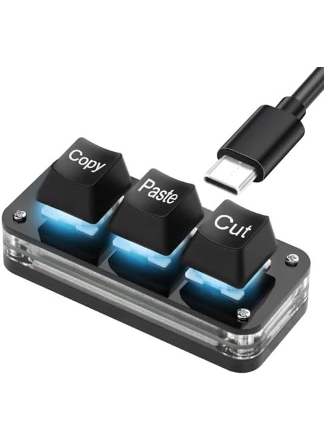 Mini 3 Key Macro Keypad, One Handed Shortcut Keyboard for PC Laptop, Programmable Mechanical Keyboard for Working and Gaming - Image 1