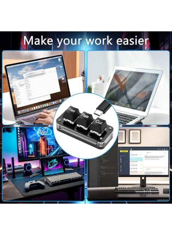 Mini 3 Key Macro Keypad, One Handed Shortcut Keyboard for PC Laptop, Programmable Mechanical Keyboard for Working and Gaming - Image 5