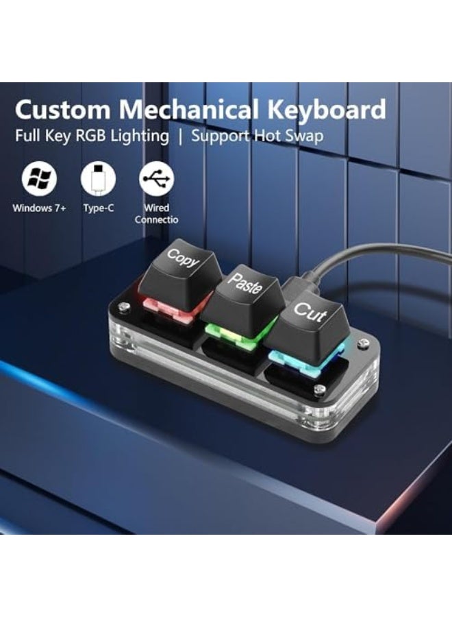 Mini 3 Key Macro Keypad, One Handed Shortcut Keyboard for PC Laptop, Programmable Mechanical Keyboard for Working and Gaming - Image 4