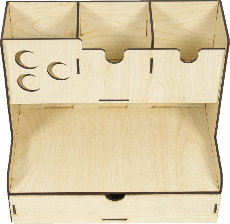 Notpa Drawer Three Crescent Patterned Maple Desktop Pencil Holder Organizer Assembled Product