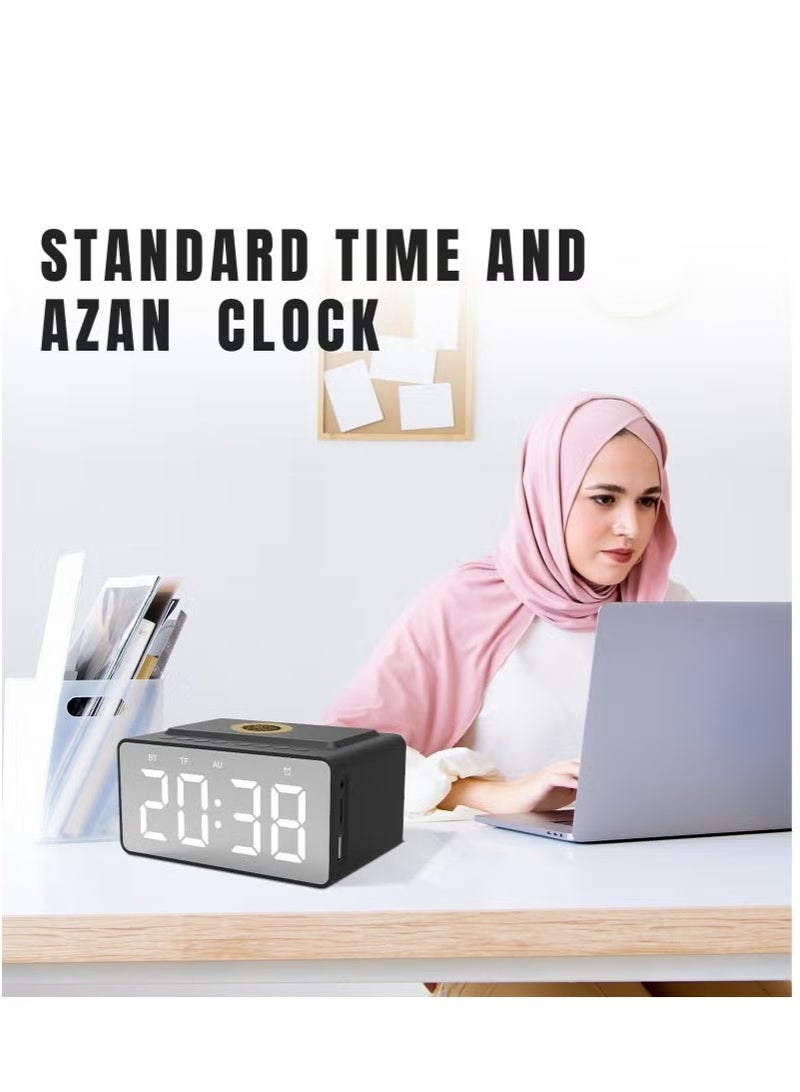 "ساعة صلاة الأذان الإسلامية الرقمية مع شاشة LCD، 5 أوقات للصلاة، منبه أذان دقيق، حجم قابل للتعديل، إعداد سهل، شاشة واضحة - مثالية للاستخدام في المنزل أو المكتب، تصميم أسود أنيق"  - Image 4