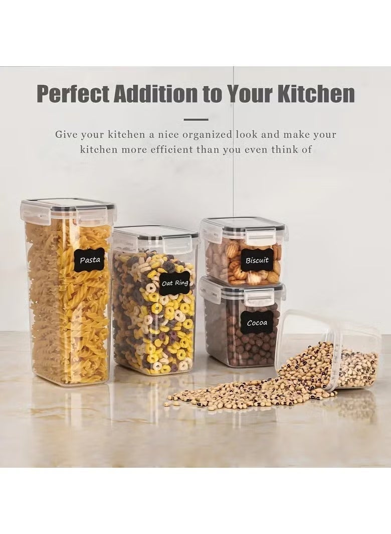 سيلفر كريست مجموعة من 10 قطع من حاويات تخزين الطعام محكمة الإغلاق - برطمانات تخزين مطبخ بلاستيكية خالية من مادة BPA مع أغطية قابلة للقفل، مانعة للتسرب وقابلة للتكديس، مناسبة للحبوب والأرز والمعكرونة ومنظم تحضير الوجبات - Image 2