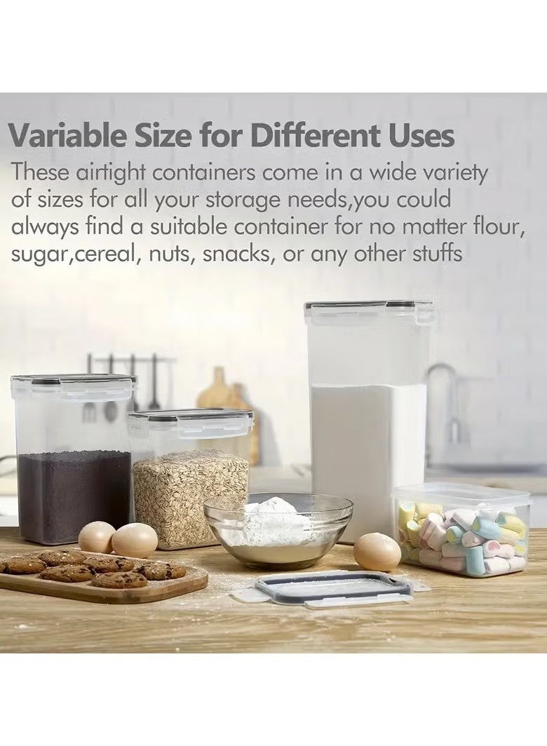 سيلفر كريست مجموعة من 10 قطع من حاويات تخزين الطعام محكمة الإغلاق - برطمانات تخزين مطبخ بلاستيكية خالية من مادة BPA مع أغطية قابلة للقفل، مانعة للتسرب وقابلة للتكديس، مناسبة للحبوب والأرز والمعكرونة ومنظم تحضير الوجبات - Image 5