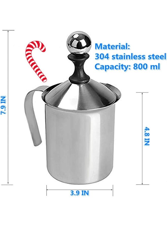 إسكدنيا ماكينة صنع الرغوة اليدوية مزودة بفلتر بتصميم مزدوج الطبقات من الستانلس ستيل ومزودة بغطاء فضي - Image 2