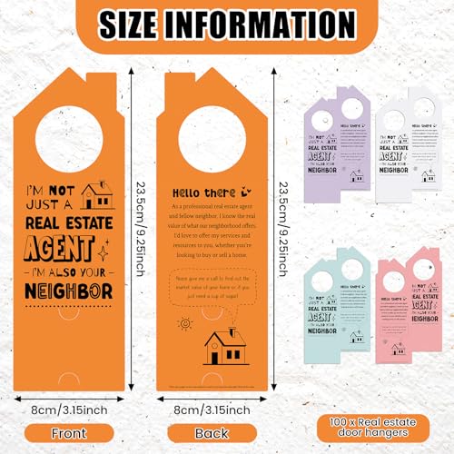 Fullhawl 100 Pcs Real Estate Door Hanger with Business Card Design 315 x 925 Inch Im Not Just a Real Estate Agent Colorful Marketing Business Card Signs for Agent SuppliesMorandi - Image 3