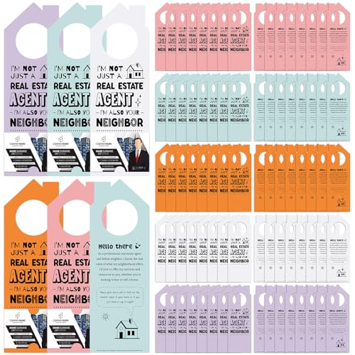 Fullhawl 100 Pcs Real Estate Door Hanger with Business Card Design 315 x 925 Inch Im Not Just a Real Estate Agent Colorful Marketing Business Card Signs for Agent SuppliesMorandi - Image 1