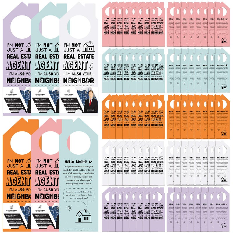 Fullhawl 100 Pcs Real Estate Door Hanger with Business Card Design 315 x 925 Inch Im Not Just a Real Estate Agent Colorful Marketing Business Card Signs for Agent SuppliesMorandi - Image 2