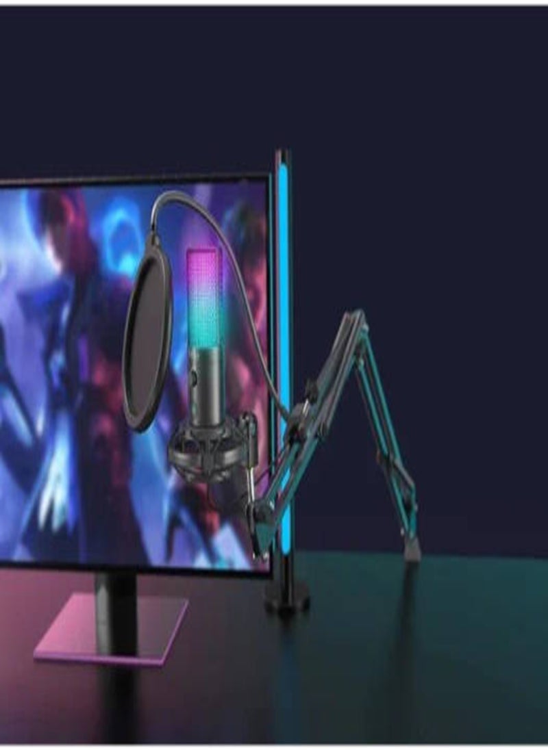 FIFINE - FIFINE Gaming PC USB Microphone, Podcast Condenser Mic with Boom Arm, Pop Filter, Mute Button for Streaming, Twitch, Online Chat, Computer Mic for PS4/5 PC Gamer Youtuber-AmpliGame- T669 Pro 3 - Image 1