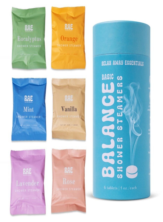 Relax Away Essentials Relax Away Balance Shower Steamers 6 Pack - Aromatherapy Tablets - Essential Oils - Orange, Vanilla, Rose, Eucalyptus, Lavender, Mint - Spa-Like Shower Experience - Easy-Open Packaging - Image 1